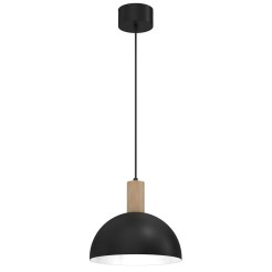 żyrandol  metal shade dia 300 black/wood 1 3889