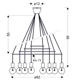 ALTO LAMPA WISZĄCA 8X40W E27 CZARNY MATOWY 38-70951