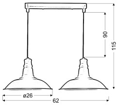 CONSUELA LAMPA WISZĄCA 2X60W E27 CZARNY 32-57624