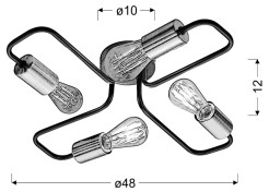 HERPE LAMPA SUFITOWA 4X60W E27 CZARNY 34-66923