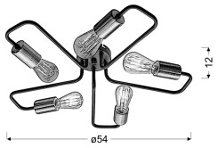 HERPE LAMPA SUFITOWA 5X60W E27 CZARNY 35-66930