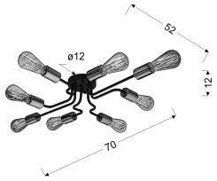 HERPE LAMPA SUFITOWA LONG 8X60W E27 CZARNY 38-66954