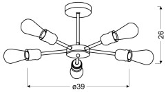 GOLDIE LAMPA WISZĄCA 5X60W E27 CZARNY+PATYNA BEZ ŻARÓWEK 35-55767-Z