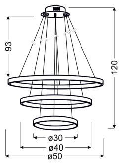 LUNE LAMPA WISZĄCA 50 OKRĄGŁY POTRÓJNY 60W LED 4000K CHROM 33-64738