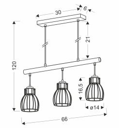 BERNITA LAMPA WISZĄCA 3X60W E27 CZARNY 33-78087