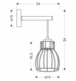 BERNITA LAMPA KINKIET 1X60W E27CZARNY 21-77059