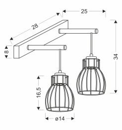 BERNITA LAMPA KINKIET 2X60W E27 CZARNY 22-77103