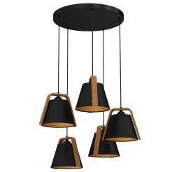 żyrandol plate dia 440  (black/wood, black/gold shade No 2951) 5 0646