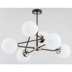 Alfa Sagito Mosiądz-White lampa wisząca 6-punktowa czarna/mosiądz 63099