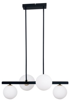 KAMA LAMPA WISZĄCA CZARNY+ZŁOTY 4X28W G9 KLOSZ BIAŁY 34-01214