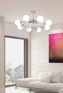 AGAPANT LAMPA WISZĄCA CHROMOWY 8X40W G9 KLOSZ BIAŁY 38-03348