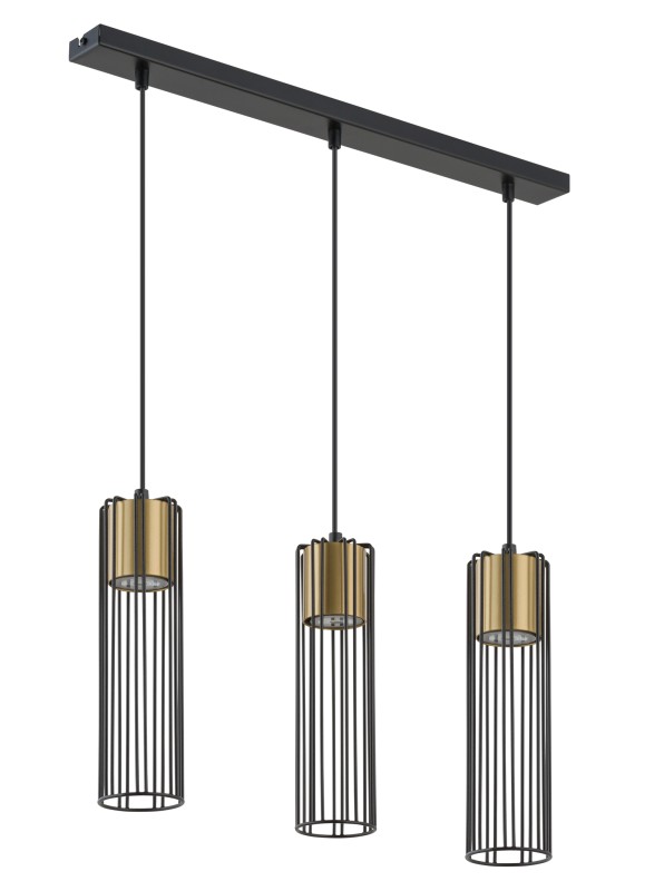 FOBIA 3 lampa wisząca prosty czarny/złoty 33455