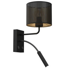 kinkiet  G9+E27 black, cylinder shade dia 180, h 150 black/gold 2 5246