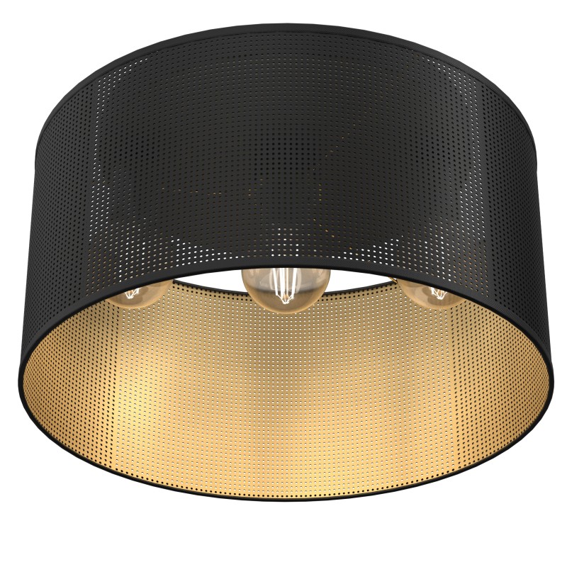 plafon  black, cylinder shade dia 400 h 200 black/gold 3 5247