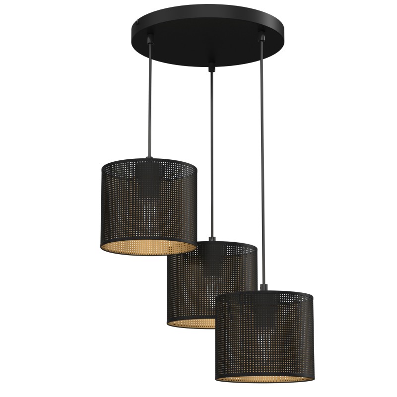 żyrandol  talerz dia 300, black, cylinder shade dia 180, h 150 black/gold 3 5254