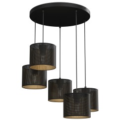 żyrandol   talerz dia 440, black, cylinder shade dia 180, h 150 black/gold 5 5255