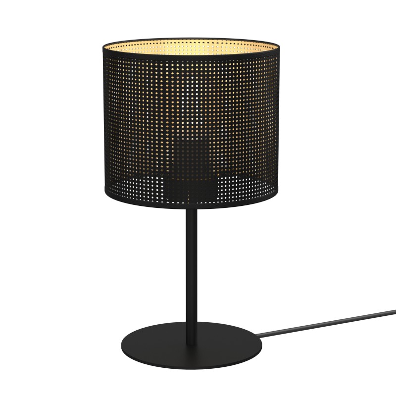 lampka gab.  H 34 black, cylinder shade dia 180, h 150 black/gold 1 5256