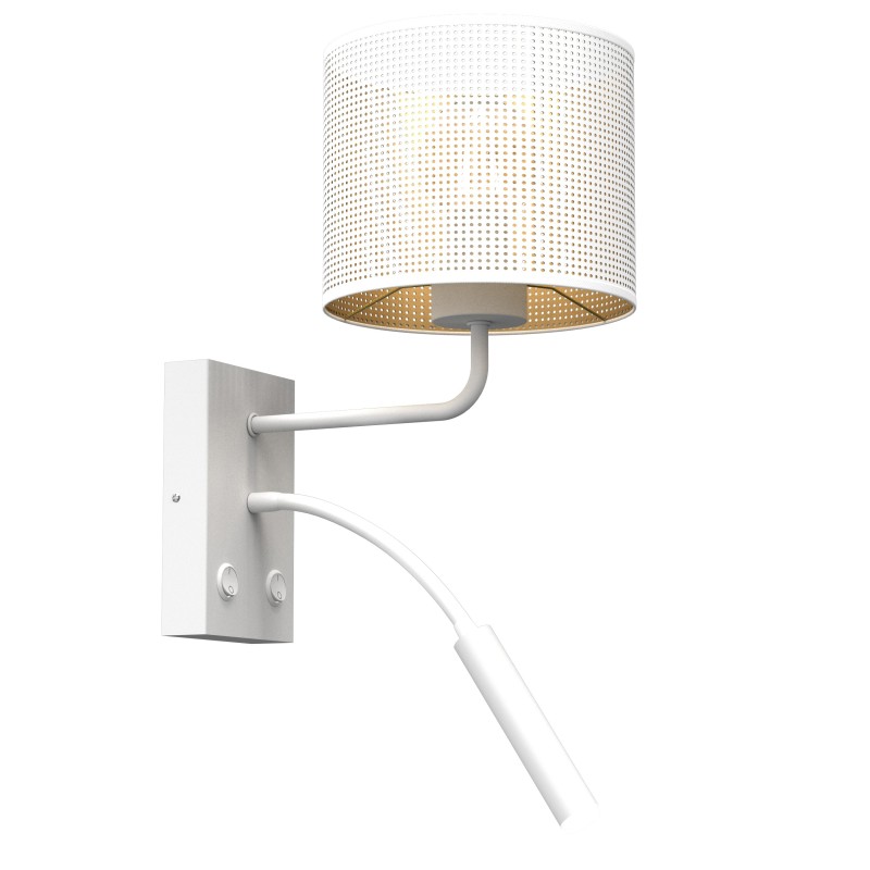 kinkiet G9+E27  white, cylinder shade dia 180, h 150 white/gold 2 5260