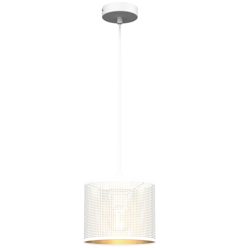 żyrandol  white, cylinder shade dia 180, h 150 white/gold 1 5264