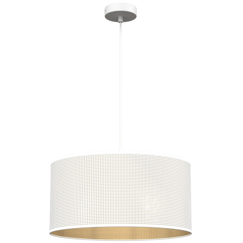 żyrandol  white, cylinder shade dia 400, h 200 white/gold 1 5266