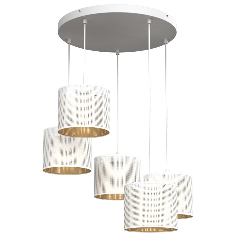 żyrandol  talerz dia 440,  white, cylinder shade dia 180, h 150 white/gold 5 5269