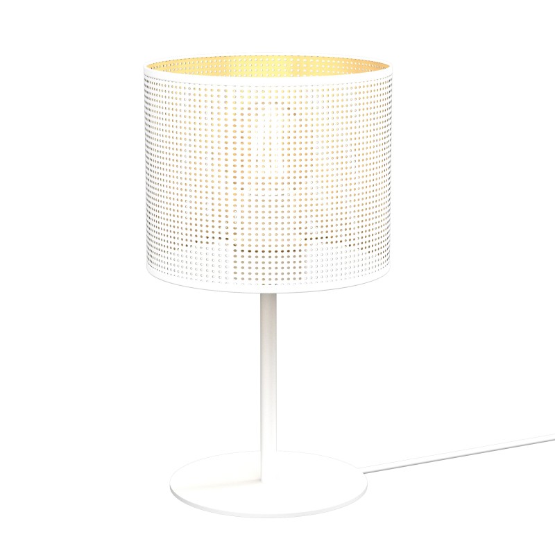 lampka gab. H 34  white, cylinder shade dia 180, h 150 white/gold 1 5270