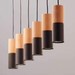 ELIT BLACK/WOOD LAMPA WISZĄCA 6 PŁ 6312