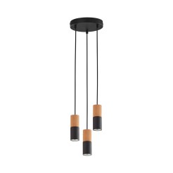 ELIT BLACK/WOOD LAMPA WISZĄCA 3 PŁ 6310