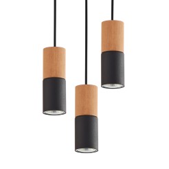 ELIT BLACK/WOOD LAMPA WISZĄCA 3 PŁ 6310