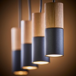 ELIT BLACK/WOOD LAMPA WISZĄCA 4 PŁ 6311