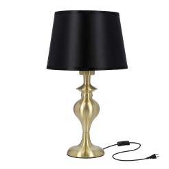 PRIMA GOLD LAMPA GABINETOWA ZŁOTY SATYNOWY 1X60 E27 ABAŻUR CZARNY 41-09227