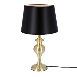 PRIMA GOLD LAMPA GABINETOWA ZŁOTY SATYNOWY 1X60 E27 ABAŻUR CZARNY 41-09227