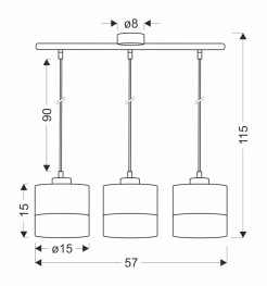 Porto lampa wisząca czarny 3x60w e27 abażur czarny+brązowy 33-17611