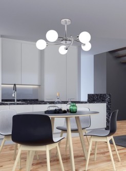 Agapant lampa wisząca chromowy 5x40w g9 klosz biały 35-03331