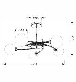 Agapant lampa wisząca chromowy 5x40w g9 klosz biały 35-03331