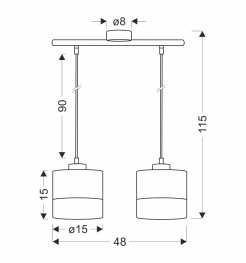 Porto lampa wisząca czarny 2x60w e27 abażur czarny+brązowy 32-17604