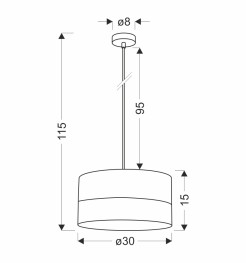 Porto lampa wisząca czarny 1x60w e27 abażur czarny+fornir 31-17598