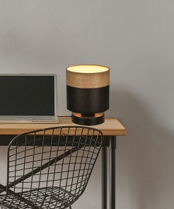 Porto lampa stołowa 1x60w e27 abażur czarny+brązowy 41-17628