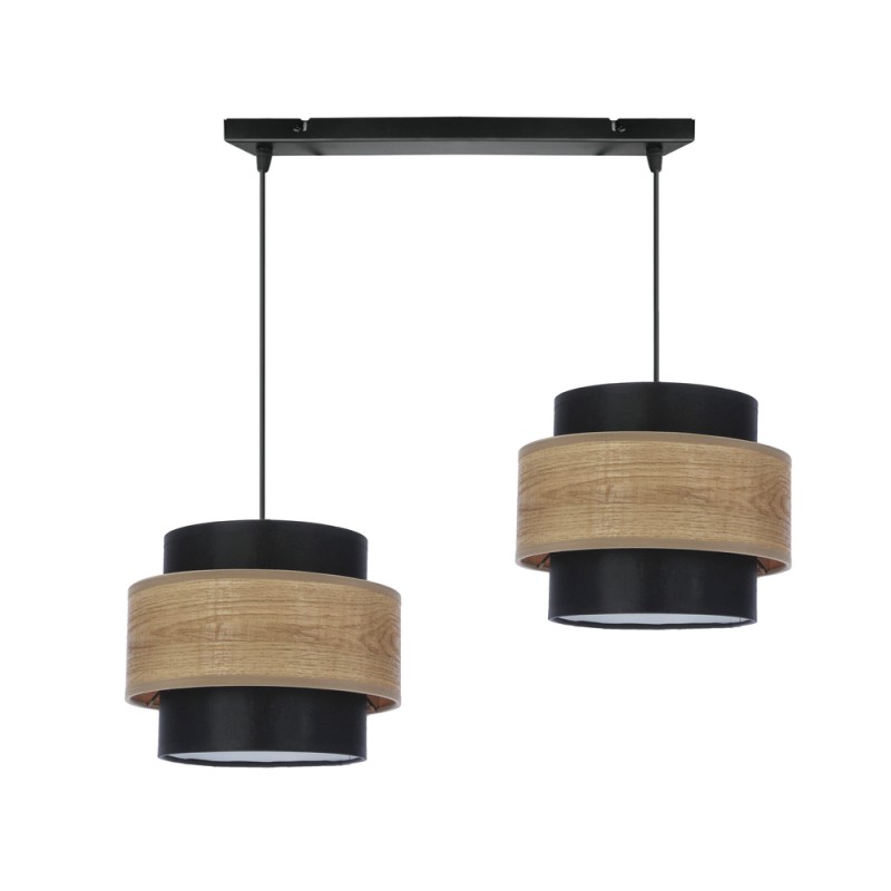 Twin lampa wisząca czarny 2x40w e27 abażur czarny+drewniany 32-17888