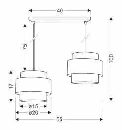 Twin lampa wisząca czarny 2x40w e27 abażur czarny+drewniany 32-17888