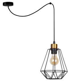 Primo p lampa wisząca czarny+złoty 1x60w e27 klosz czarny 31-06165