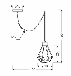 Primo p lampa wisząca czarny+złoty 1x60w e27 klosz czarny 31-06165