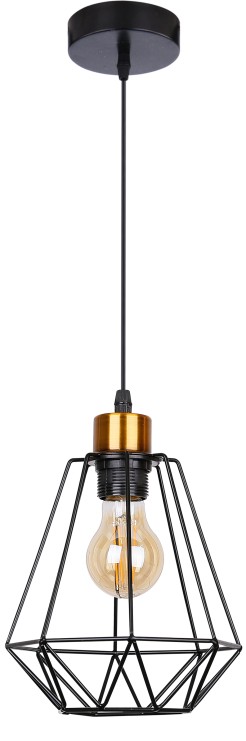 Primo lampa wisząca czarny+złoty 1x60w e27 klosz czarny 31-06189