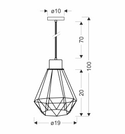 Primo lampa wisząca czarny+złoty 1x60w e27 klosz czarny 31-06189