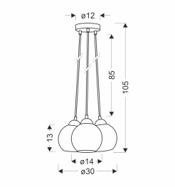 Nubia lampa wisząca czarny 3x60w e27 klosz złoty 33-16416