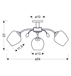 Estar lampa sufitowa chromowy 3x40w e27 klosz biały 33-09432