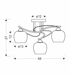 Prego lampa sufitowa chromowy 3x40w e27 klosz bezbarwny 33-09456