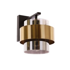 Spiega lampa kinkiet czarny+mosiężny 1x60w e27 klosz dymiony 21-09470