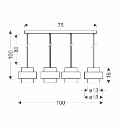 Spiega lampa wisząca czarny+mosiężny 4x60w e27 klosz dymiony 34-09517