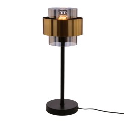 Spiega lampa stołowa czarny+mosiężny 1x60w e27 klosz dymiony 41-09531